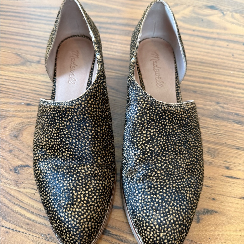 Madewell Black and Gold Dotted Leather Flats